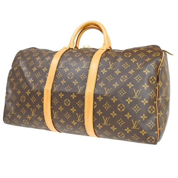 LOUIS VUITTON Keepall 50 Travel Hand Bag Monogram Leather Brown - Picture 1 of 16